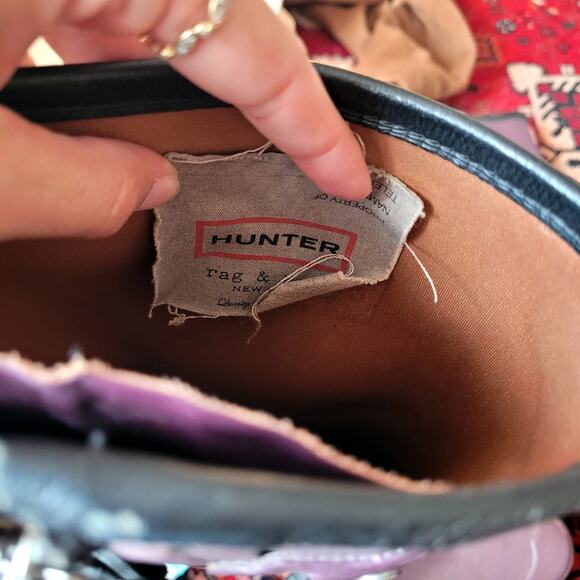 Hunter Rag & Bone Plum Tall Rainboots with Zipper Sz 8 - Picture 4 of 8